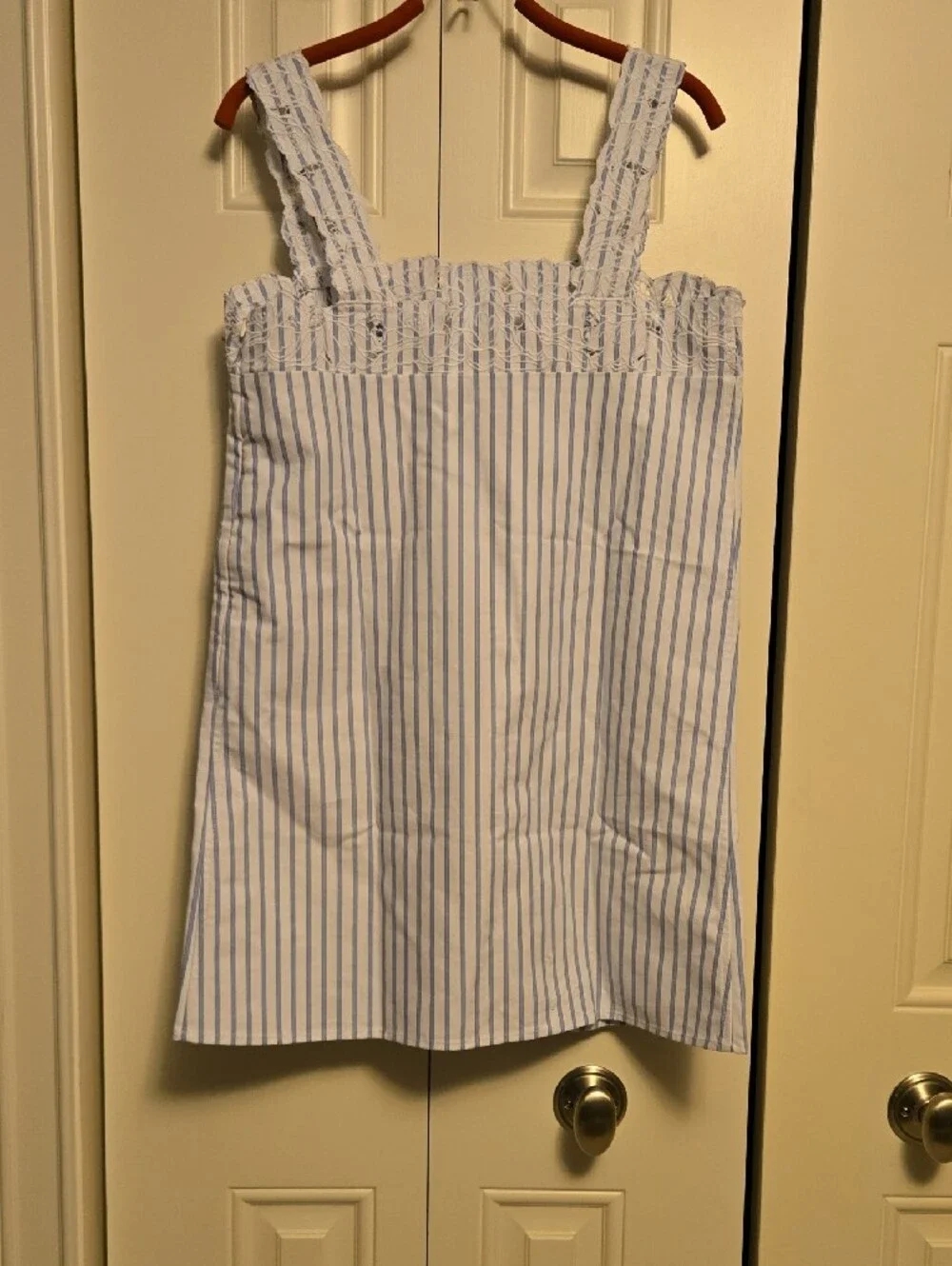 J. Crew Girls White and Light Blue Striped Nightgown